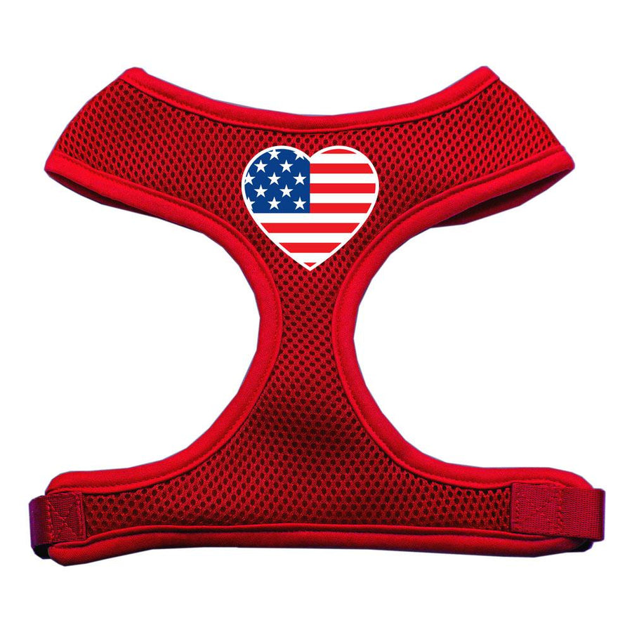 Heart Flag Usa Screen Print Soft Mesh Harness Red Small