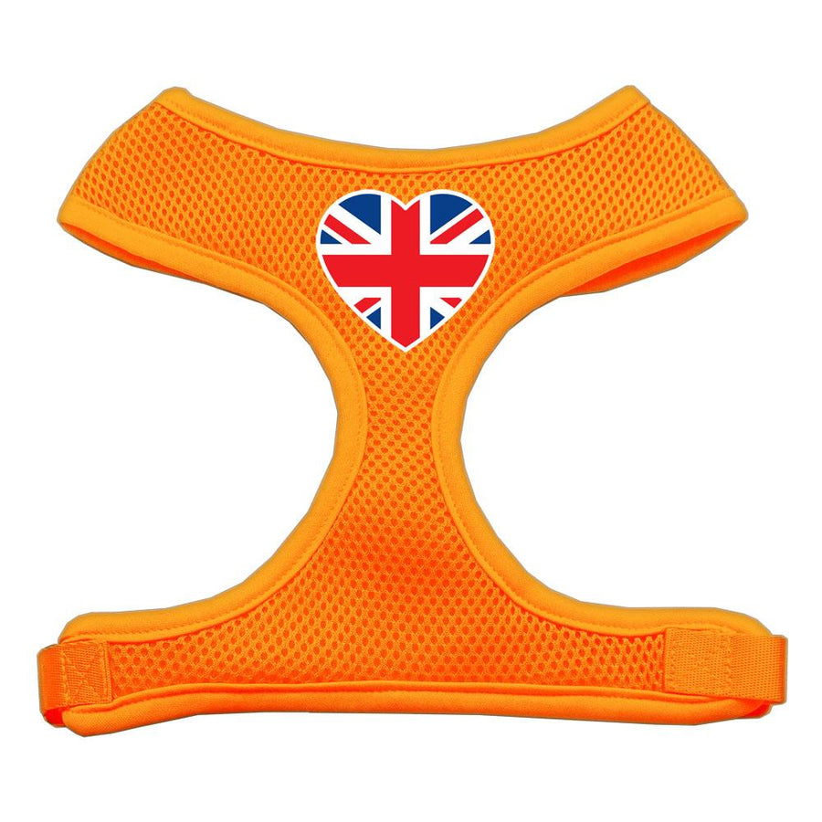 Heart Flag Uk Screen Print Soft Mesh Harness Orange Medium