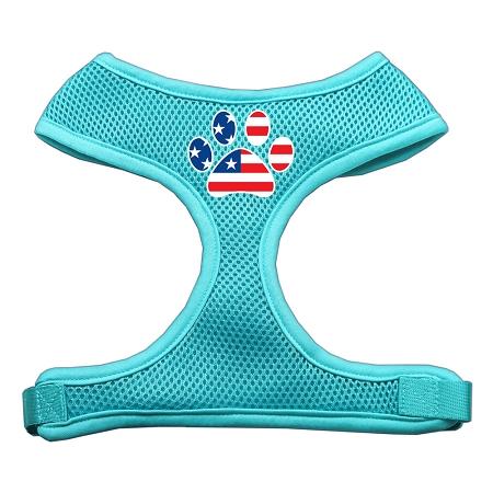 Paw Flag Usa Screen Print Soft Mesh Harness Aqua Small