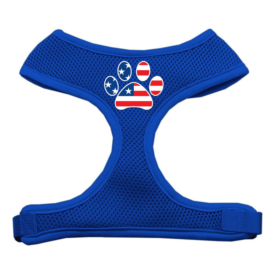 Paw Flag Usa Screen Print Soft Mesh Harness Blue Extra Large