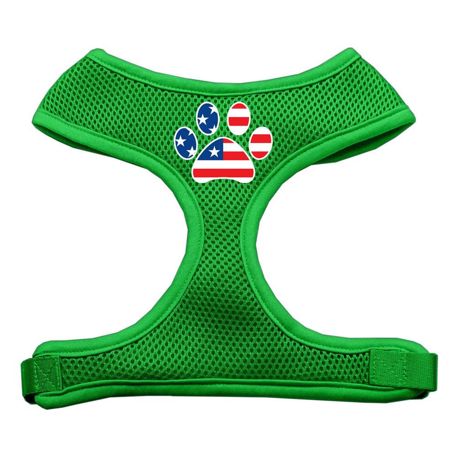 Paw Flag Usa Screen Print Soft Mesh Harness Emerald Green Extra Large