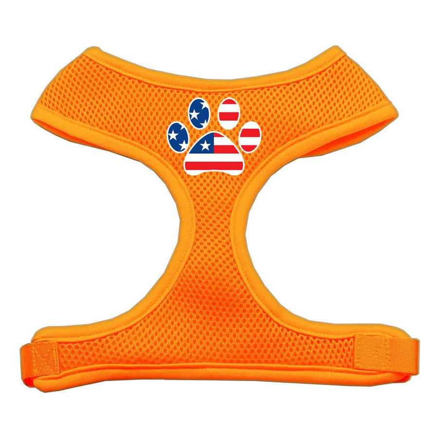 Paw Flag Usa Screen Print Soft Mesh Harness Orange Extra Large