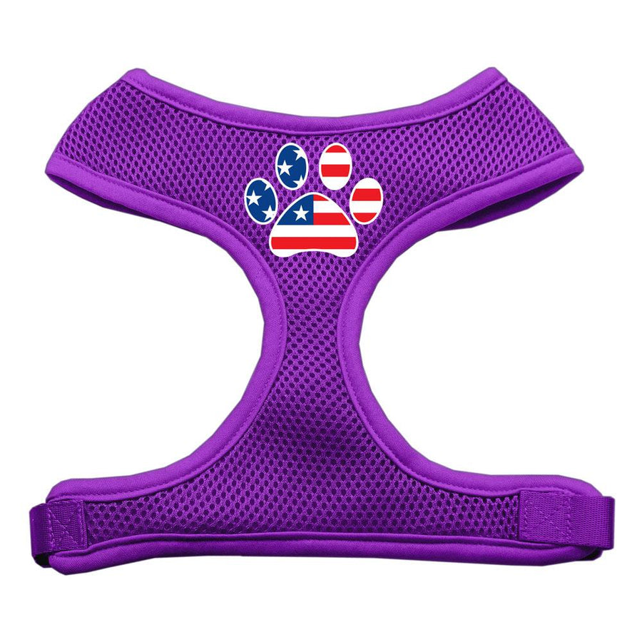 Paw Flag Usa Screen Print Soft Mesh Harness Purple Extra Large