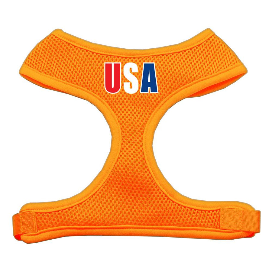 Usa Star Screen Print Soft Mesh Harness Orange Small