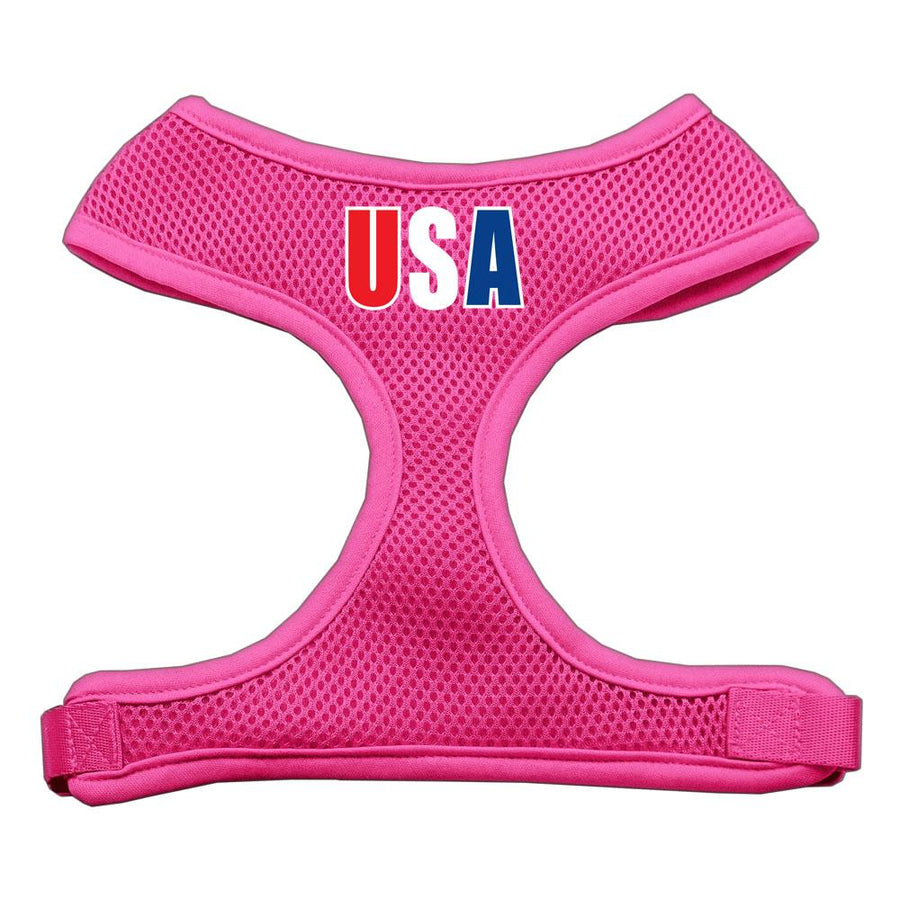 Usa Star Screen Print Soft Mesh Harness Pink Small