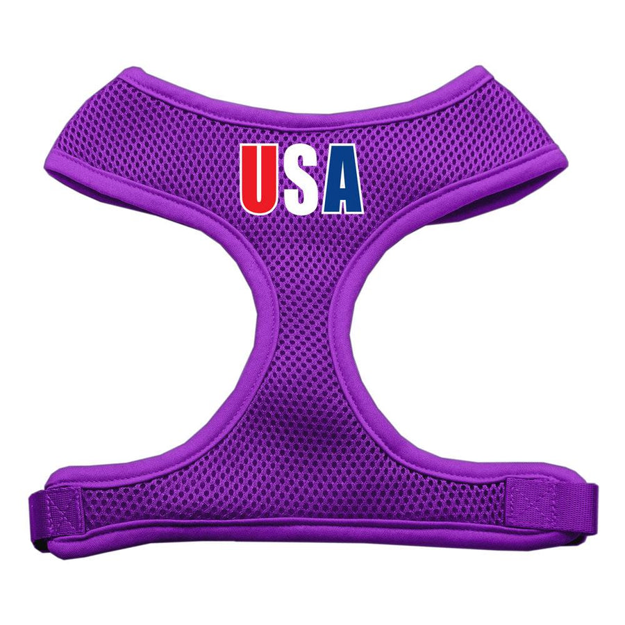 Usa Star Screen Print Soft Mesh Harness Purple Small
