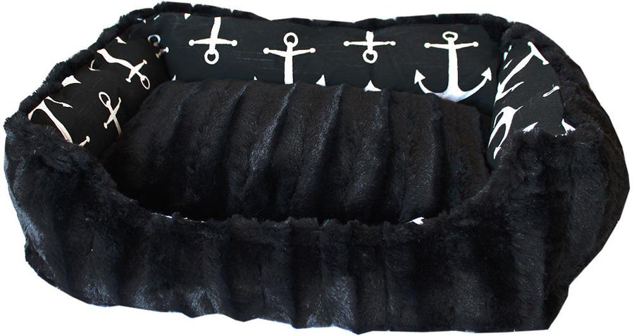 Reversible Bumper Dog Bed Black Anchor Medium