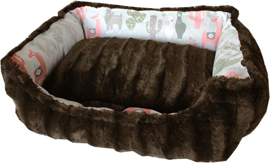 Reversible Bumper Dog Bed Llama Medium