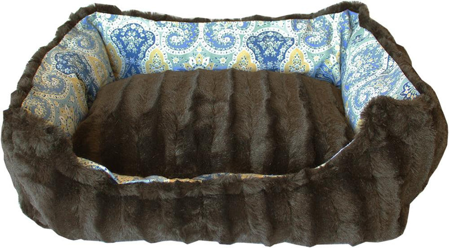 Reversible Bumper Dog Bed Bohemian Blues Medium
