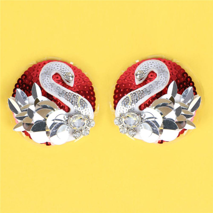 High Grade Decorative Beaded Rhinestone Sequins Swan Lover Nipple Covers