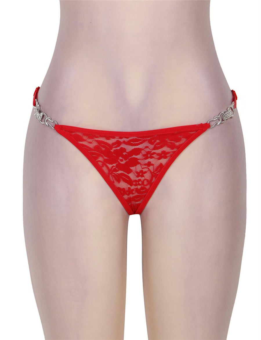Sexy Red Lace Crochless Panty