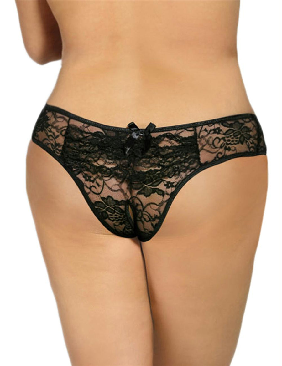 Open Crotch Black Lace Panty