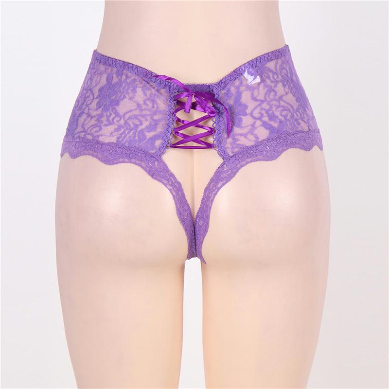 Purple Open Crotch Sexy Lace Panty