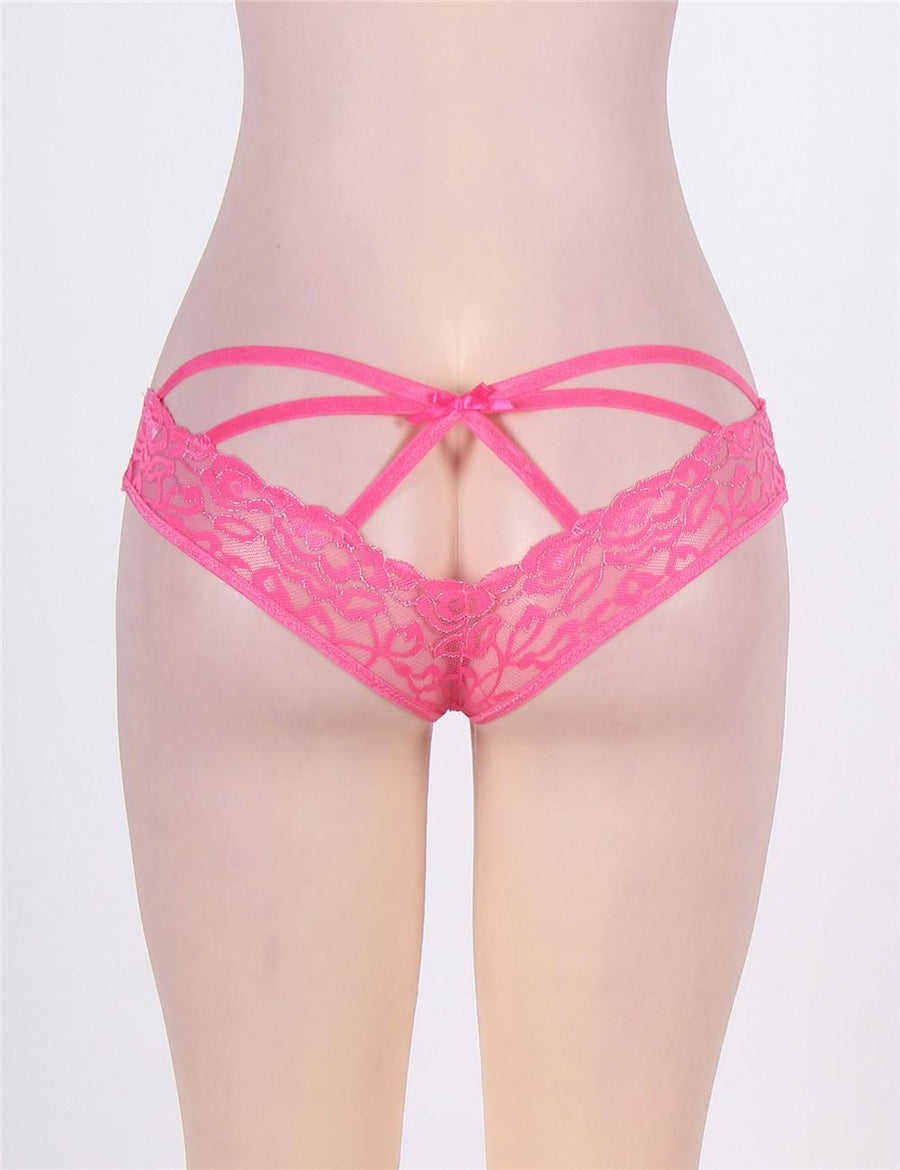 Caged Back Open Crotch Lace Panty
