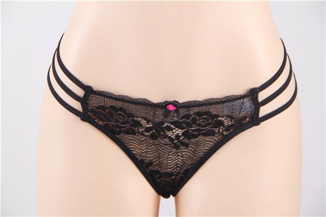 Naughty Black Lace Strapy Plus Size Panty