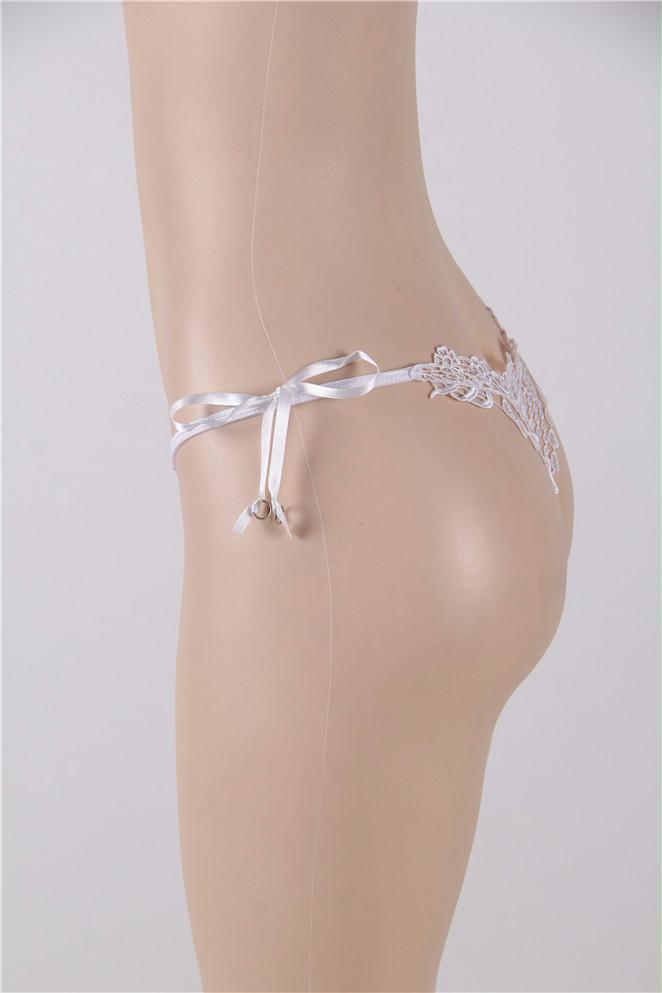 Sexy Embroidered & Beaded Lady White Panty
