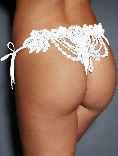 Sexy Embroidered & Beaded Lady White Panty