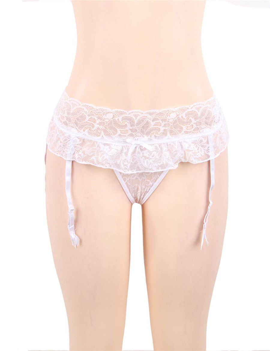 White Sexy Lace Garter Panty