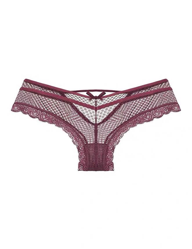 Dark Red Lace Out Ladies' Panty