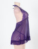 Sexy Halter Transparent Scalloped Purple Babydoll