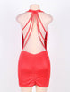Red Strappy Back Halter Dress