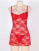 Red Plus Size Floral Lace And Mesh Lingerie