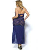 Blue Halter Lace And Mesh Plus Size Babydoll Dress