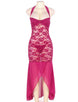Plus Size Rosy Halter Long Mesh And Lace Dress