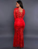 Beaming Red Lace Long Sleeve Croch Dress