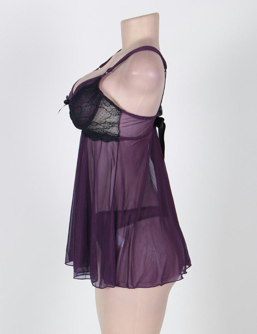 Plus Size Appealing Purple Mini Dress With Straps