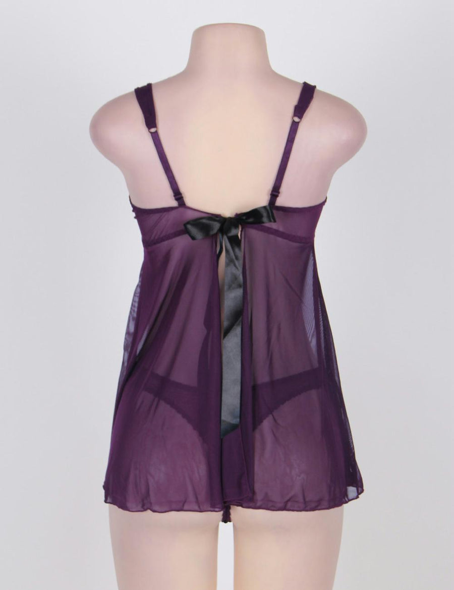 Plus Size Appealing Purple Mini Dress With Straps