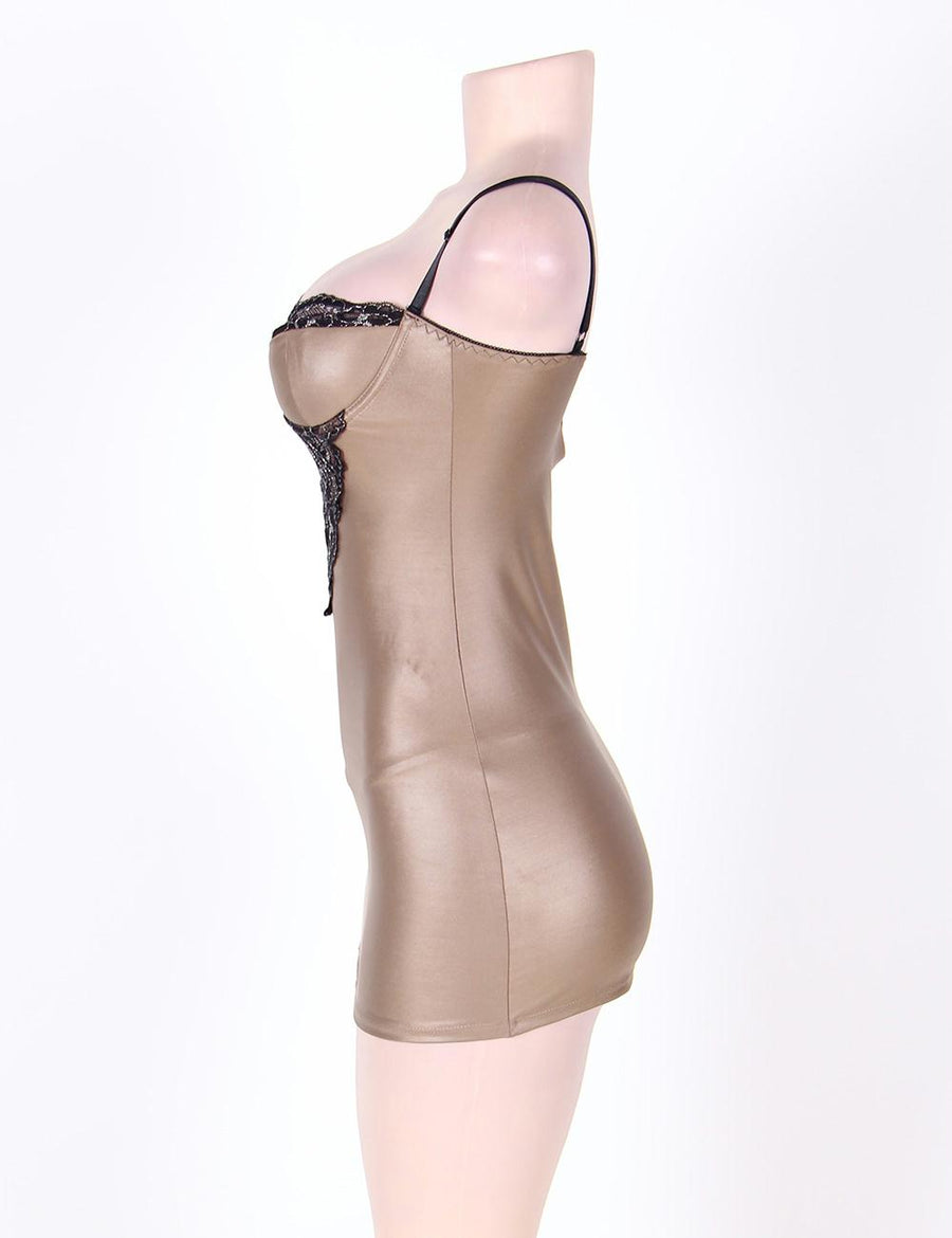 Plus Size Glamorous Leather Chemise