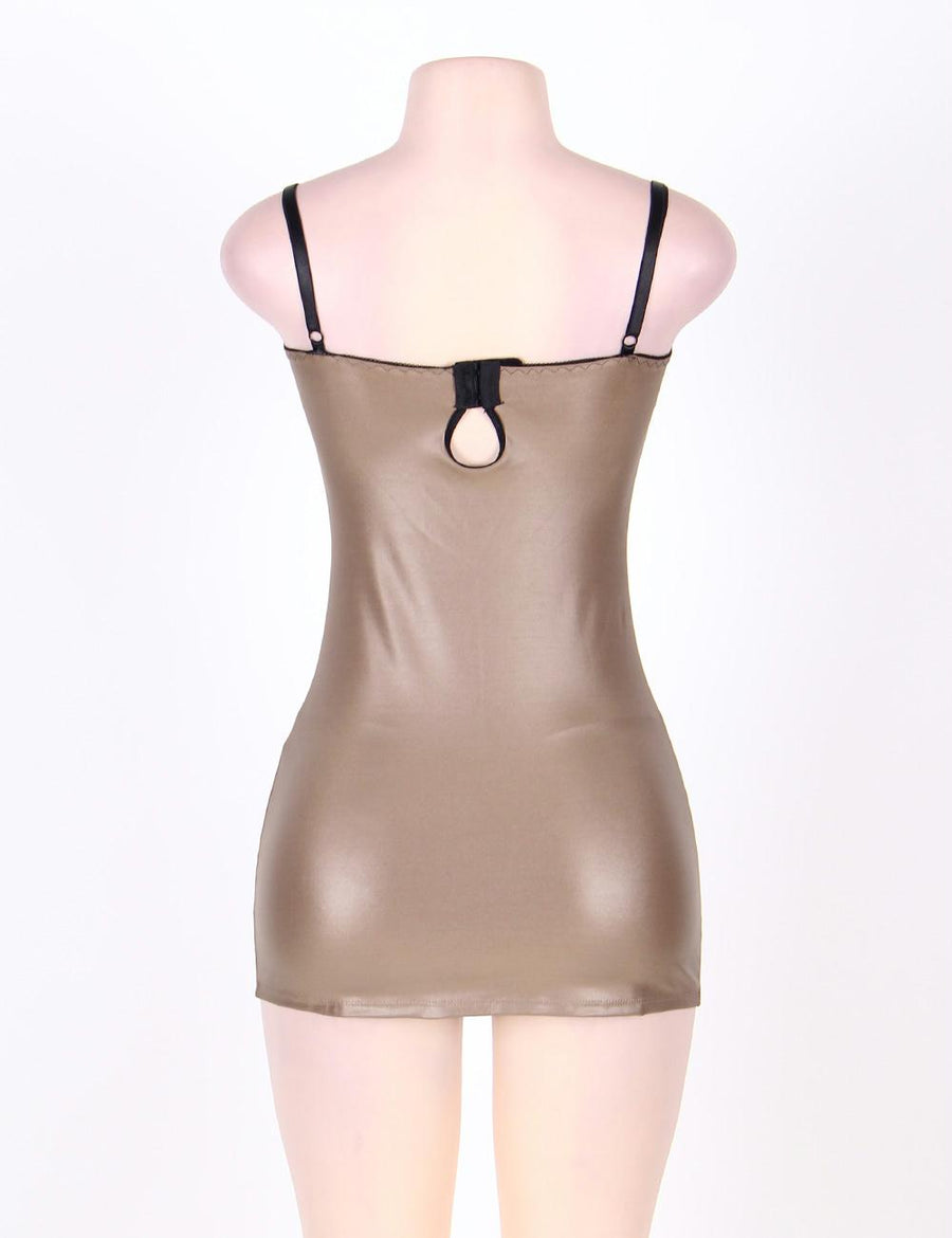 Plus Size Glamorous Leather Chemise