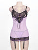 Purple Plus Size Cross-Dye Lace Peek-A-Boo Cup Chemise