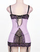 Purple Plus Size Cross-Dye Lace Peek-A-Boo Cup Chemise