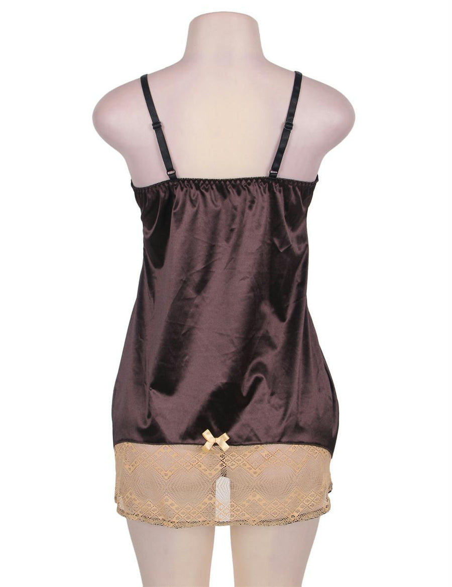Plus Size Brown Gored Babydoll