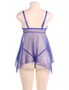 Blue Sheer Mesh Babydoll Lingerie With G String
