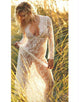 Plus Size White Delicate Lace Long Sleepwear Gown