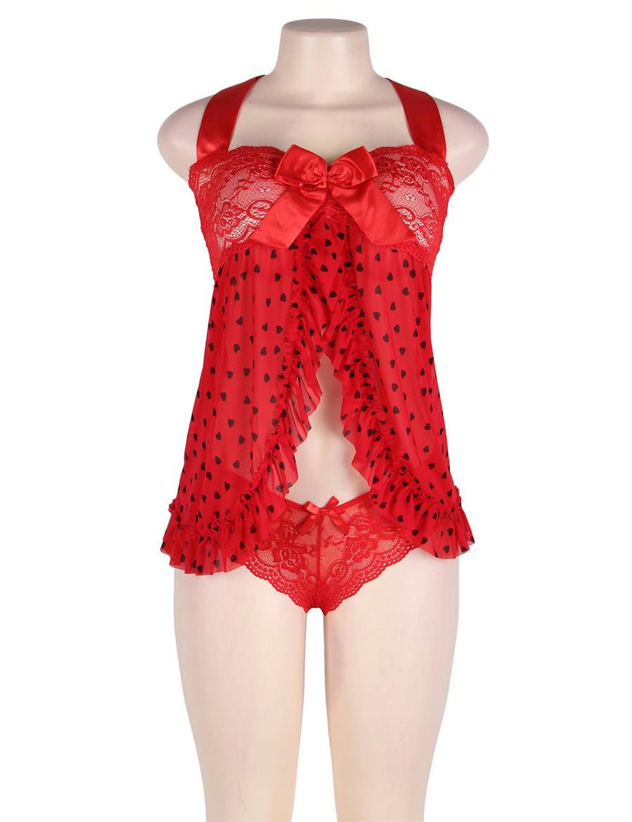 Plus Size Lovely red heart pattern babydoll
