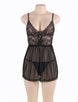 Plus Size Elegant black lace straps Babydoll Set