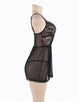 Plus Size Elegant black lace straps Babydoll Set