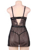 Plus Size Elegant Black Lace Straps Backless Babydoll Set With Steel Ring