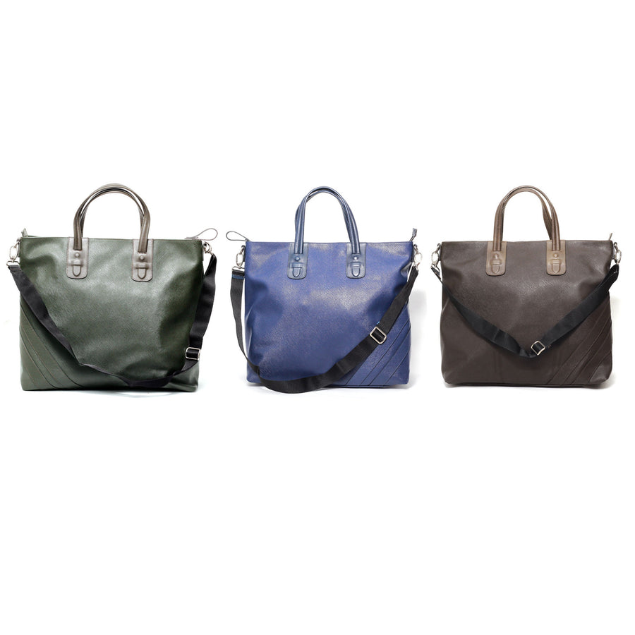 Saffiano Leather Zippered Tote Bag
