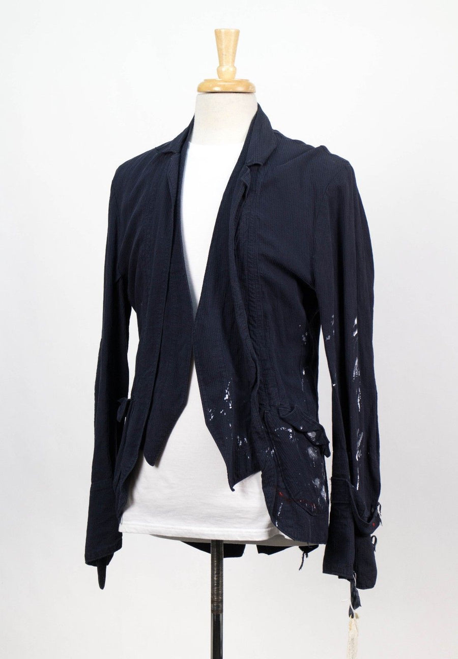 Cotton Paint Splatter Unstructured Sport Coat - Blue