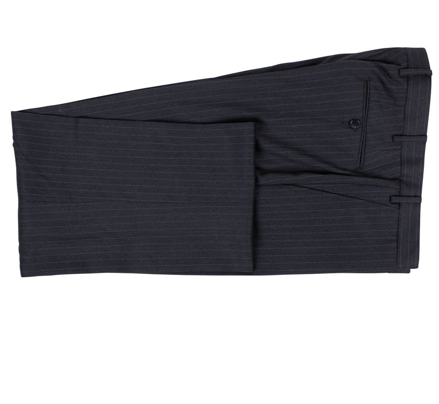 Striped Wool Three Button Suit - Grey