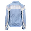 Fringe Denim Biker Jacket - Cove Blue