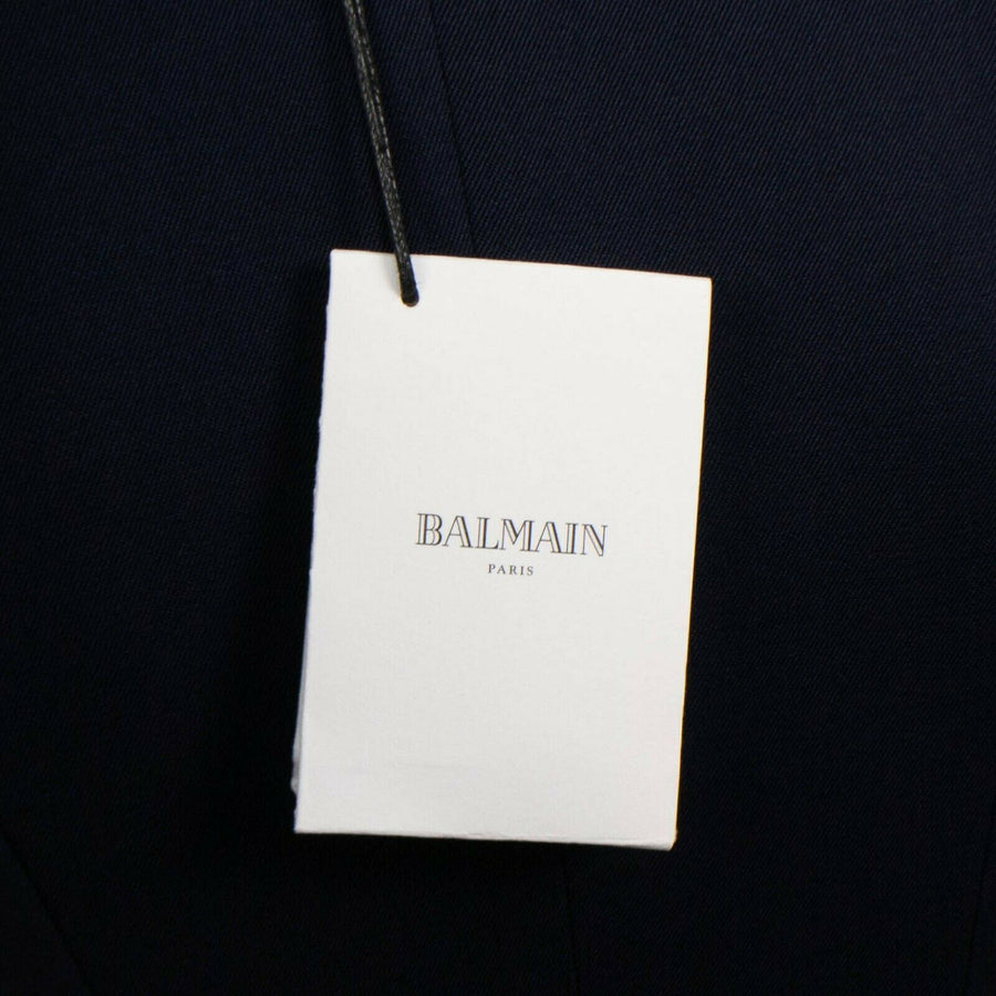 Wool Double Breasted Gold Buttons Blazer - Navy Blue