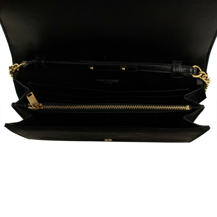 Suede Embroidered Parrots 'Kate' Chain Handbag - Black