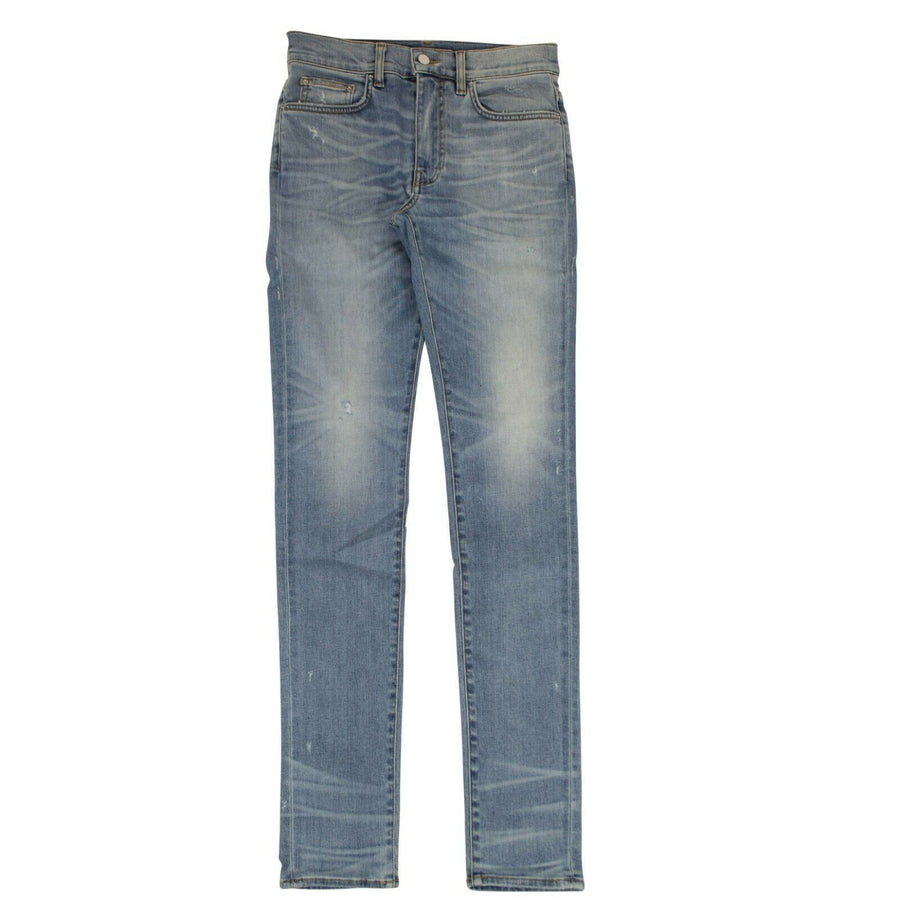 Faded Denim Skinny Stack Jeans - Blue