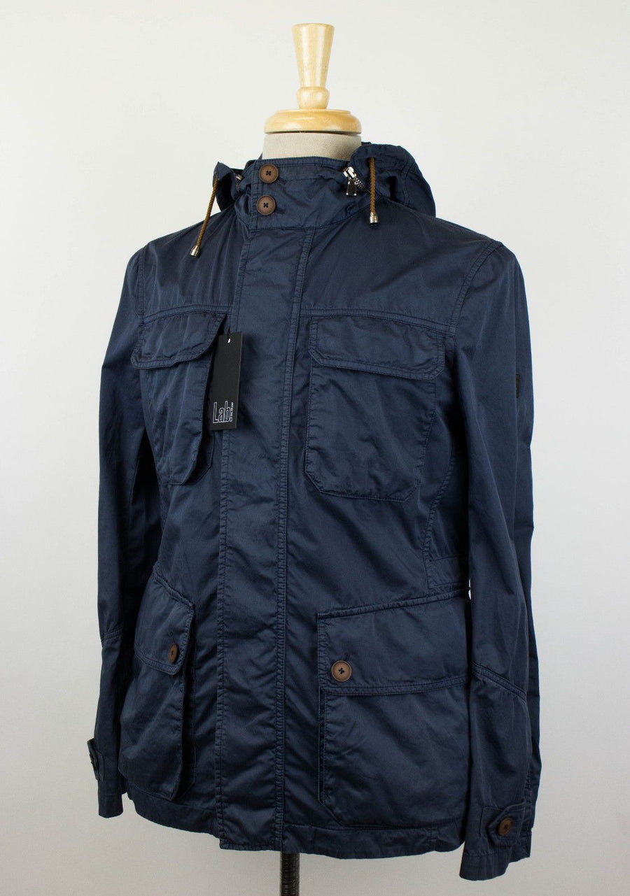 Cotton W/ Removable Hood Trench Coat - Blue